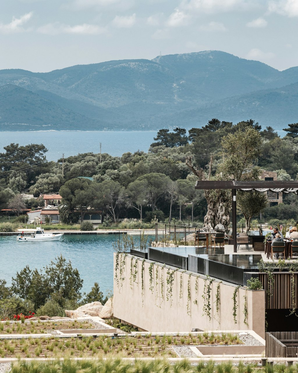 Modern villa overlooking a bay
