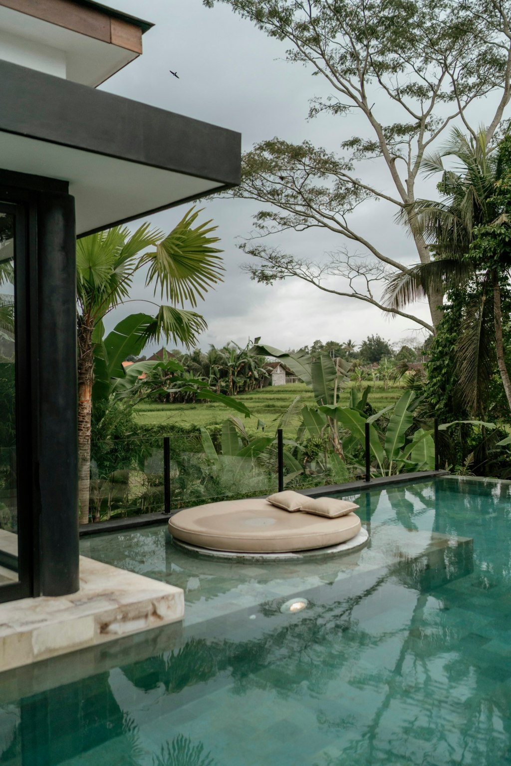 Large private pool with sun loungers